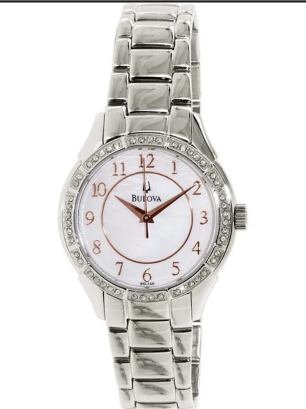 Bulova Women's Silver Crystal Accent Bracelet Watch - MOP face